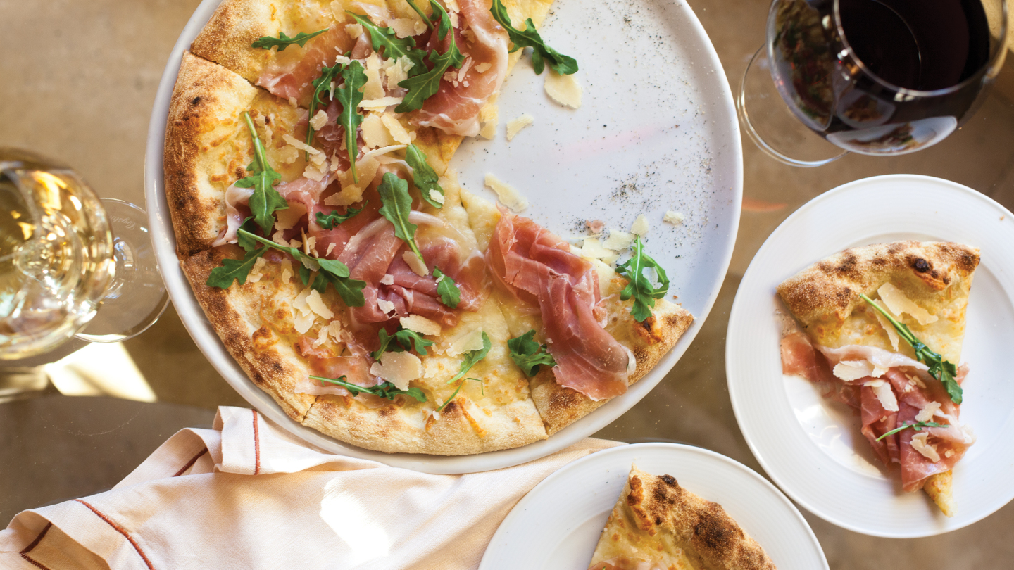 poolside pizza at the villa clubhouse