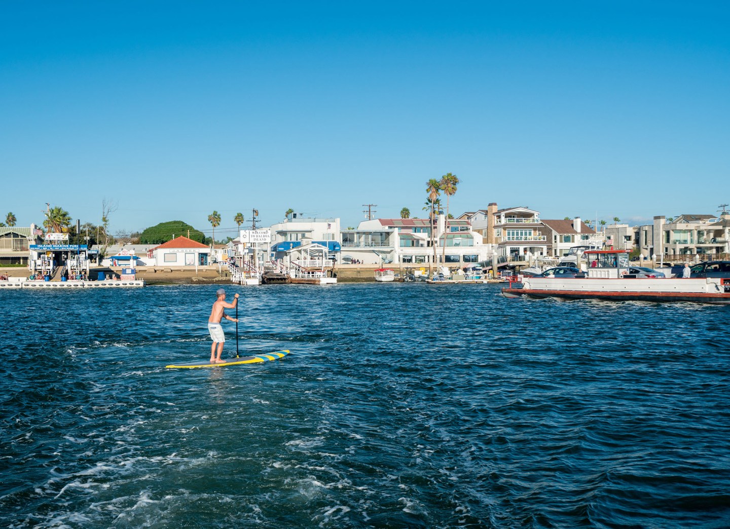 Newport Beach stand up paddle boarding in marina
